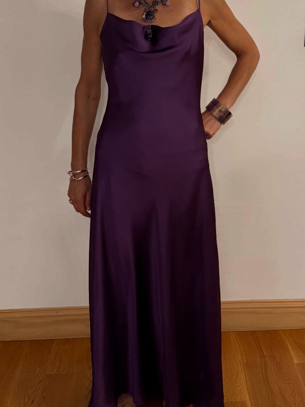 Purple satin dress